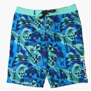 Hurley Mens 18 29 Graphic Swim Trunks Blue Green Board Shorts New